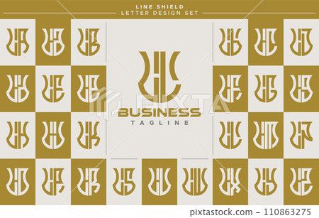 Modern line security shield letter L LL logo design set Modern line security shield letter L LL logo design set 110863275