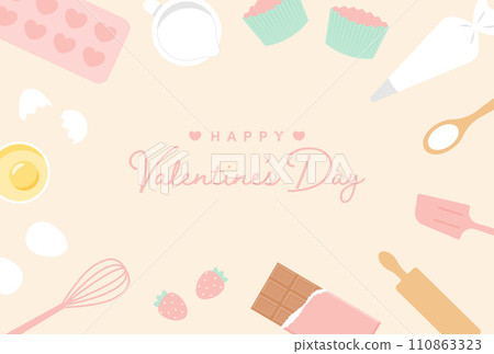 Valentine's day chocolate and sweets making background illustration Valentine's day chocolate and sweets making background illustration 110863323