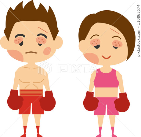 輸掉比賽的拳擊手的圖像插圖（男女組） 110863574