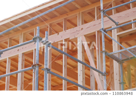 Construction site scaffolding Construction site scaffolding 110863948