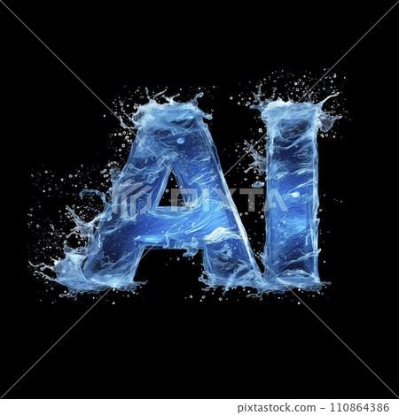 The letters "AI" drawn with water splashes (AI generated image) 110864386