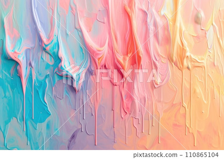 Colorful acrylic paint dripping with liquid drops. holi festival Generative AI 110865104