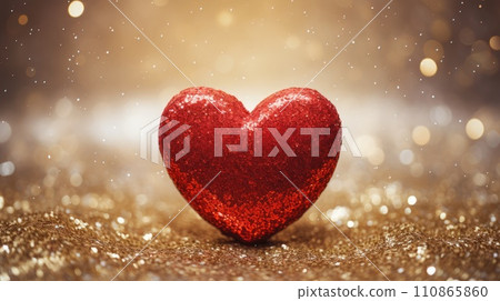 Close up red hearts are placed on the table bokeh background. Valentine's Day background and texture. Close up red hearts are placed on the table bokeh background. Valentine's Day background and texture. 110865860