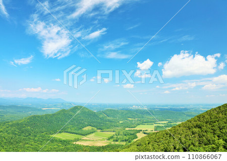 Hokkaido, the blue sky in summer and the scenery from Karikachi Pass Hokkaido, the blue sky in summer and the scenery from Karikachi Pass 110866067