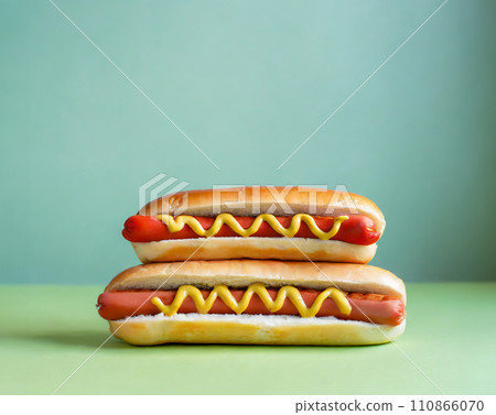 Hot dogs stacked in two tiers AI generated image 110866070