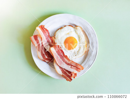 Bacon and eggs on a plate AI generated image 110866072