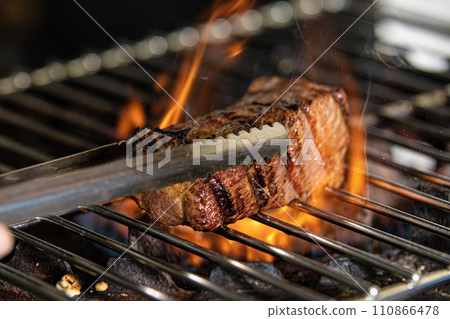 Roast beef preparation scene Roast beef preparation scene 110866478