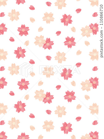 Watercolor cherry blossoms and cherry blossom petal pattern background/wallpaper_vertical Watercolor cherry blossoms and cherry blossom petal pattern background/wallpaper_vertical 110866710