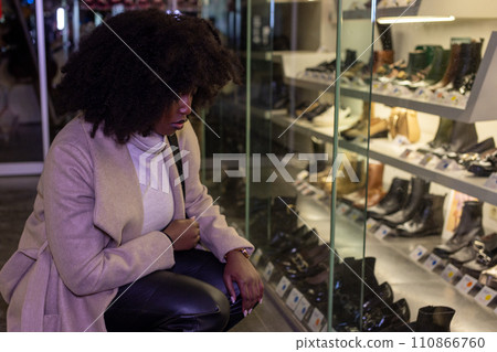 Reflections of Style: Contemplation at the Shoe Store 110866760