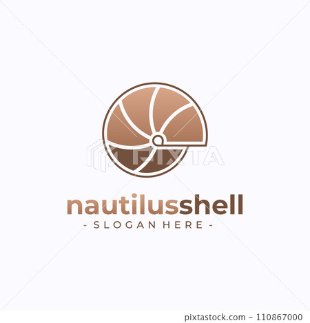 Nautilus logo vector. Seashell concept design template. 110867000