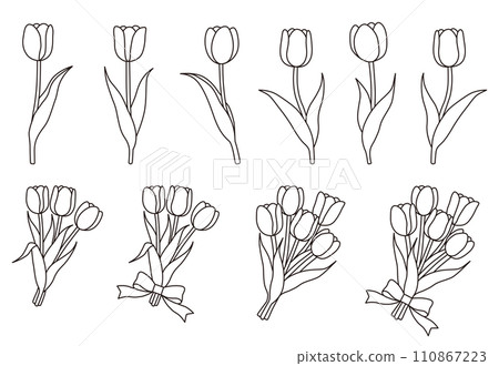 Simple tulip illustration set Simple tulip illustration set 110867223