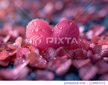 Images for making backgrounds for greeting cards or presentations about fragile love. The illustration filled with little hearts. Spread the whole picture The overall color tone of the image is pink. 110867231