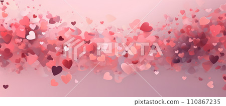 Images for making backgrounds for greeting cards or presentations about fragile love. The illustration filled with little hearts. Spread the whole picture The overall color tone of the image is pink. Images for making backgrounds for greeting cards or presentations about fragile love. The illustration filled with little hearts. Spread the whole picture The overall color tone of the image is pink. 110867235