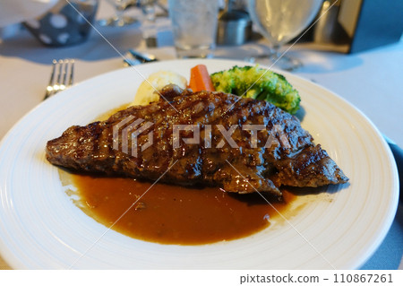 A meal on a luxury cruise ship Steak 110867261