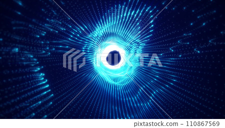 Abstract glowing light hi-tech energy blue tunnel frame of lines and particles tunnel futuristic, abstract background Abstract glowing light hi-tech energy blue tunnel frame of lines and particles tunnel futuristic, abstract background 110867569