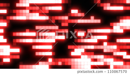 Abstract red retro pixel hipster digital background made of moving energy brick squares on a black background 110867570