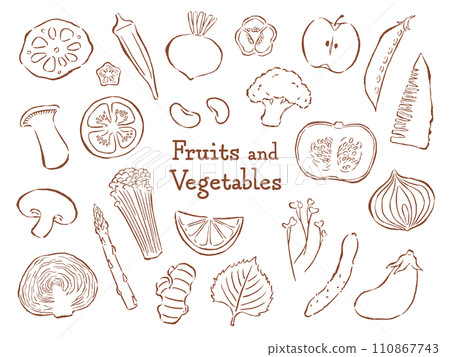 Simple handwritten vegetable set Simple handwritten vegetable set 110867743