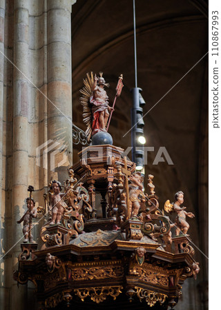 Interior of the St. Vitus Cathedral in Prague Castle in Czechia 110867993