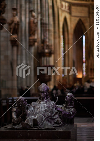 Interior of the St. Vitus Cathedral in Prague Castle in Czechia 110868007