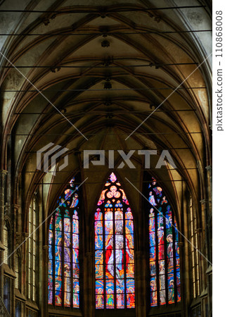 Interior of the St. Vitus Cathedral in Prague Castle in Czechia 110868008