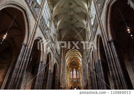 Interior of the St. Vitus Cathedral in Prague Castle in Czechia 110868013