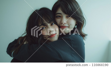 Portrait of two beautiful Japanese female homosexuals Portrait of two beautiful Japanese female homosexuals 110868190