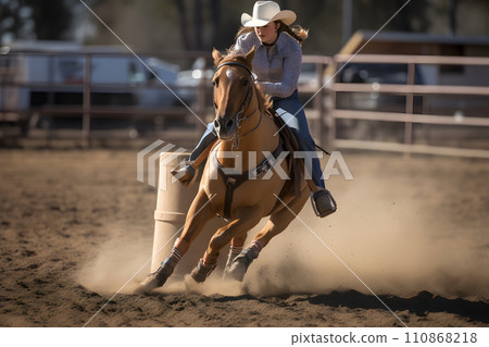 women horse barrel racing, neural network generated image women horse barrel racing, neural network generated image 110868218