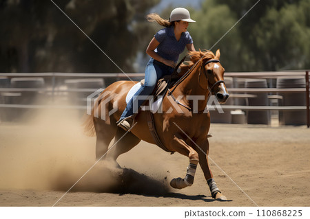 women horse barrel racing, neural network generated image women horse barrel racing, neural network generated image 110868225