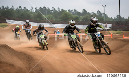 Extreme sport BMX racing at daytime, neural network generated image 110868286