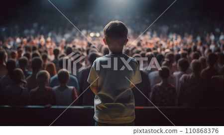 everyone turned their backs on the child, view from behind, neural network generated picture 110868376