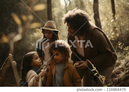 Diverse familiy in summer forest parkland at day light, neural network generated picture Diverse familiy in summer forest parkland at day light, neural network generated picture 110868470