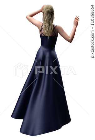 3D Blond girl in blue evening dress 3D Blond girl in blue evening dress 110868654