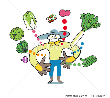 Delicious vegetables and farmer producer illustration material 110868942