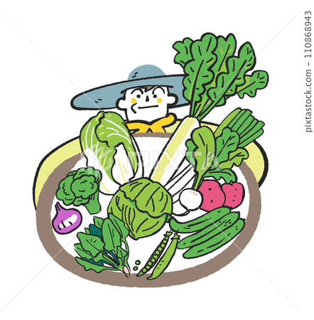 Delicious vegetables and farmer producer illustration material 110868943