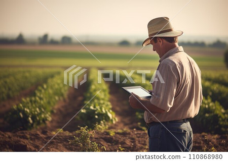 A man who manages production using a tablet terminal 01 A man who manages production using a tablet terminal 01 110868980