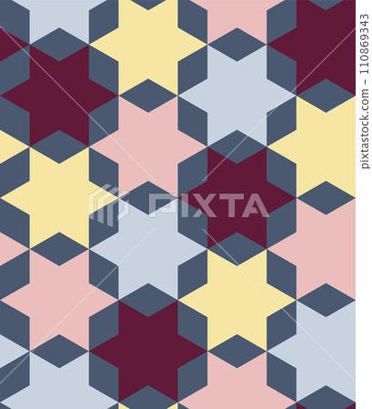 Abstract geometric isometric star seamless pattern. Perfect for backgrounds, textile and wallpaper. Abstract geometric isometric star seamless pattern. Perfect for backgrounds, textile and wallpaper. 110869343