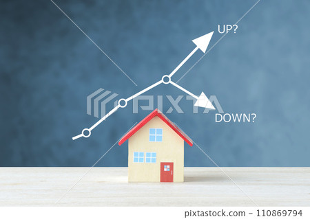 Housing objects and up-down graphs - image of future real estate price trends 110869794