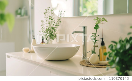 White sink in stylish bathroom interior modern bathroom interior 110870143