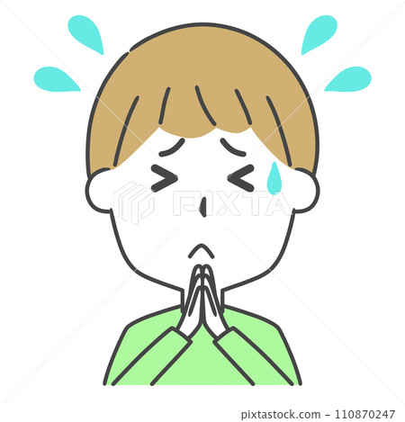 Upper body illustration of a man apologizing Upper body illustration of a man apologizing 110870247