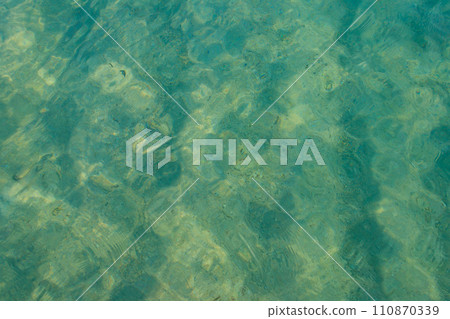 Blue water texture background. Surface of sea or ocean 110870339