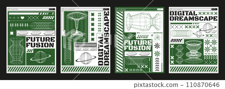 Poster design template in y2k aesthetic style 110870646