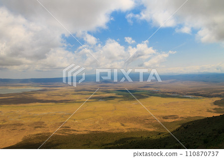 Aerial view of Ngorongoro crater national park in Tanzania Aerial view of Ngorongoro crater national park in Tanzania 110870737