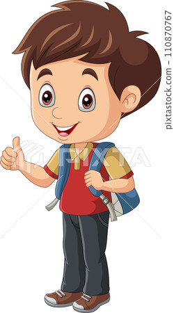 Cartoon little boy giving thumb up 110870767