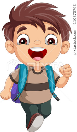 Cartoon little boy go to school 110870768