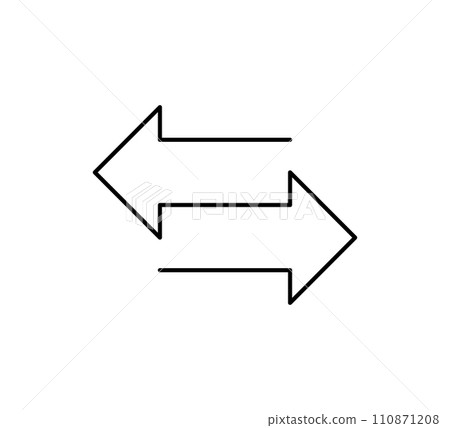 Transfer arrow icon. Double reverse symbol. Data transfer linear icon. Recycling sign. Arrow to left and right symbol. Replace icon. Vector illustration isolated on white background. Editable stroke 110871208