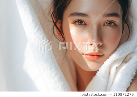 亞洲女性美容形象毛巾乾(護膚/身體護理/美容沙龍)“AI生成圖像” 亞洲女性美容形象毛巾乾(護膚/身體護理/美容沙龍)“AI生成圖像” 110871276