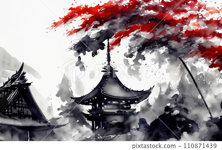 水墨画 山水風景 180cm Amazon.co.jp: 堀江晴翠『水墨山水』日本画 : ホーム＆キッチン
