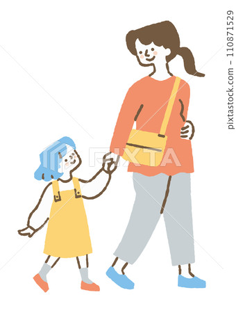 Pregnant mother holding her daughter's hand_color Pregnant mother holding her daughter's hand_color 110871529