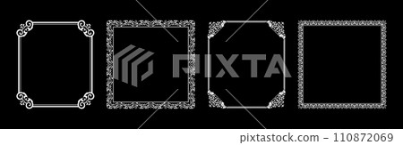 Set of decorative frames Elegant vector element for design in Eastern style, place for text. Floral black and white borders. Lace illustration for invitations and greeting cards. Set of decorative frames Elegant vector element for design in Eastern style, place for text. Floral black and white borders. Lace illustration for invitations and greeting cards. 110872069