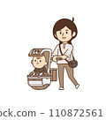 Baby and woman [Living with a robot, stroller, relaxing, walking, going out] Illustration 110872561